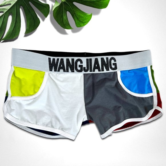 Wang Other - Wang Jiang Color Block Square Cut Trunk Briefs Blue Red & Green Mens Size Medium